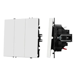 Фото #1 товара Механизм выключателя трехклавишный непроходной SWT-NOBE-MK03-SFPL-WH (230V, 10A) (Arlight, Белый кварц)