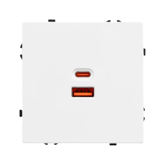 Фото #2 товара Механизм розетки с быстрой USB зарядкой SCT-NOBE-MUAC-SFPL-FC-WH (65W, QC3) (Arlight, Белый кварц)