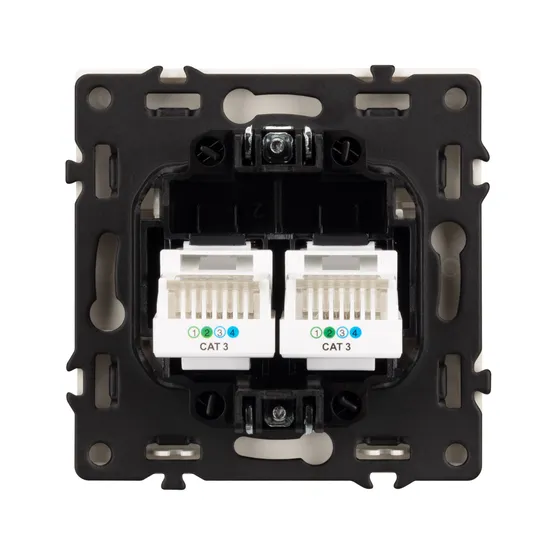 Фото #3 товара Механизм сдвоенной телефонной розетки SCT-NOBE-MTL2-SFPL-WH (RJ-11, 4C) (Arlight, Белый кварц)