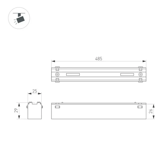 Фото #2 товара Светильник MAG-VIBE-FLAT-L485-24W Day4000-MIX (BK, 100 deg, 48V, TUYA Zigbee) (Arlight, IP20 Металл, 5 лет)