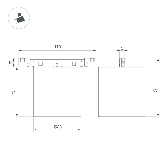 Фото #4 товара Светильник MAG-MICROCOSM-POINT-R68-7W Day4000 (BR, 36 deg, 24V) (Arlight, IP20 Металл, 5 лет)