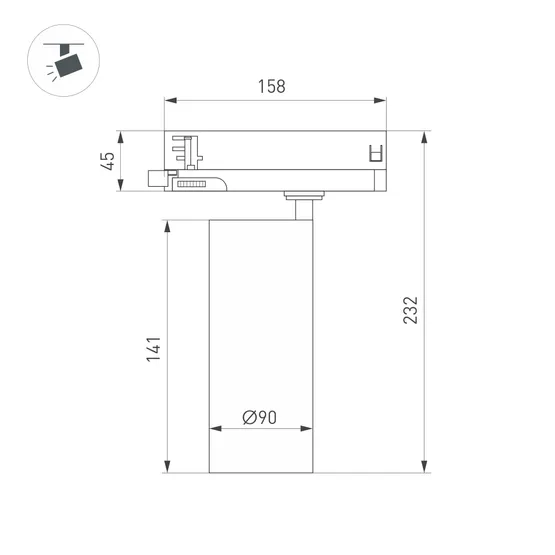 Фото #3 товара Светильник LGD-GERA-4TR-R90-30W Warm3000 (BK, 15 deg, 230V) (Arlight, IP20 Металл, 5 лет)