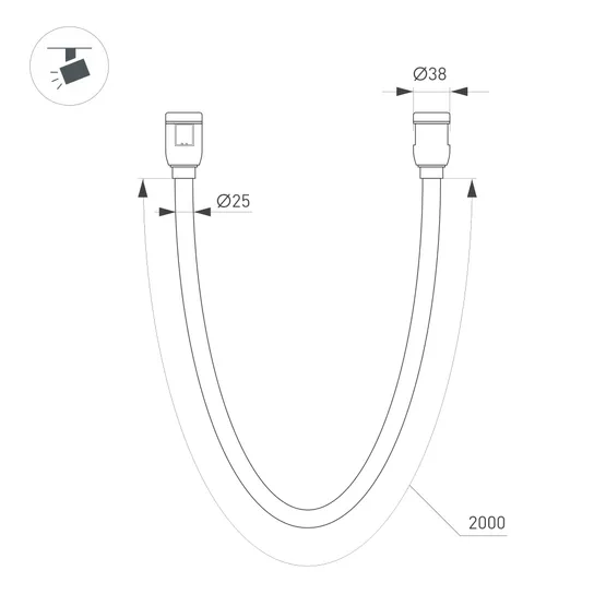 Фото #4 товара Светильник ART-APRIORI-TUBE-ELASTIC-R38-L2000-24W Day4000 (BK, 360 deg, 48V) (Arlight, IP20 Металл,  (Arlight, IP20 Металл, 3 года)