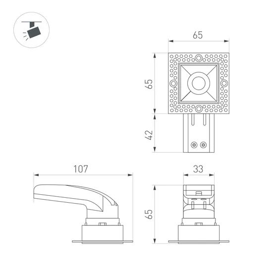 Фото #2 товара Светильник MS-RIALTO-TRIMLESS-S40x40-9W Warm3000 (BK, 36deg, 230V) (Arlight, IP20 Металл, 5 лет)