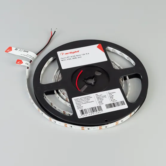 Фото #2 товара Светодиодная лента RT-A120-8mm 12V Green (9.6 W/m, IP20, 2835, 5m) (Arlight, Открытый)