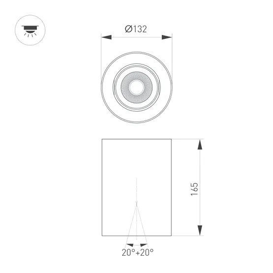 Фото #2 товара Светильник SP-FOCUS-R132-24W Warm3000 (BK, 50 deg, 230V) (Arlight, IP54 Металл, 5 лет)