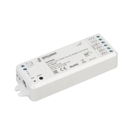 Фото #2 товара INTELLIGENT ARLIGHT Диммер SMART-SET-PWM-104-52-RGBW-SUF White (12-24V, 4x4A, ПДУ RING 10кн, 2.4G) (IARL, Контроллер)